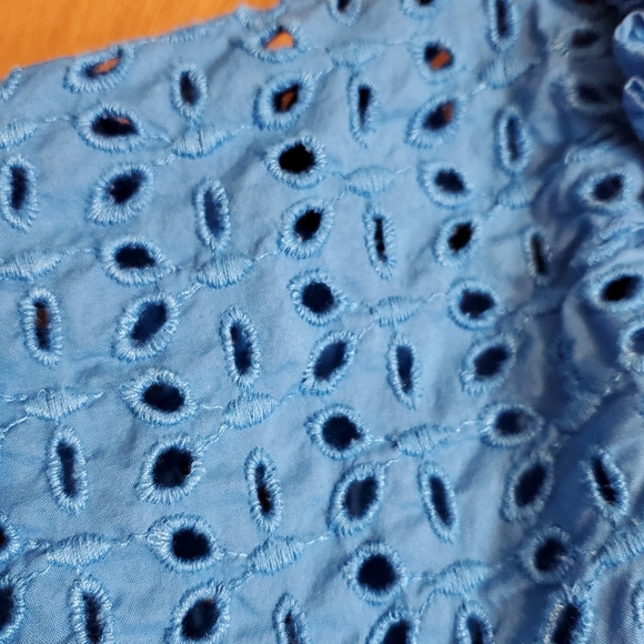 Lane Bryant 18 Blue Eyelet Tiered Maxi Roubd Neck Off Shoulder. Dress - Picture 5 of 8